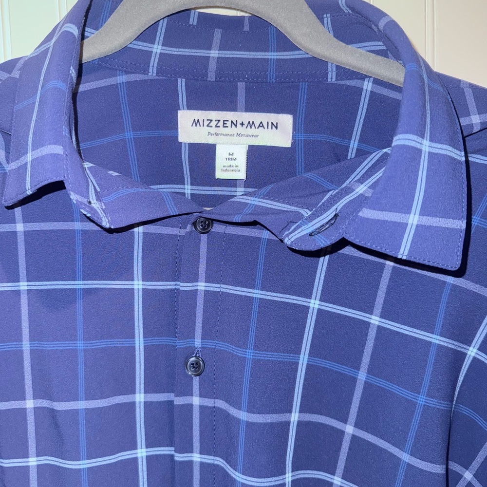 Mizzen+Main Men's Navy Checkered Shirt